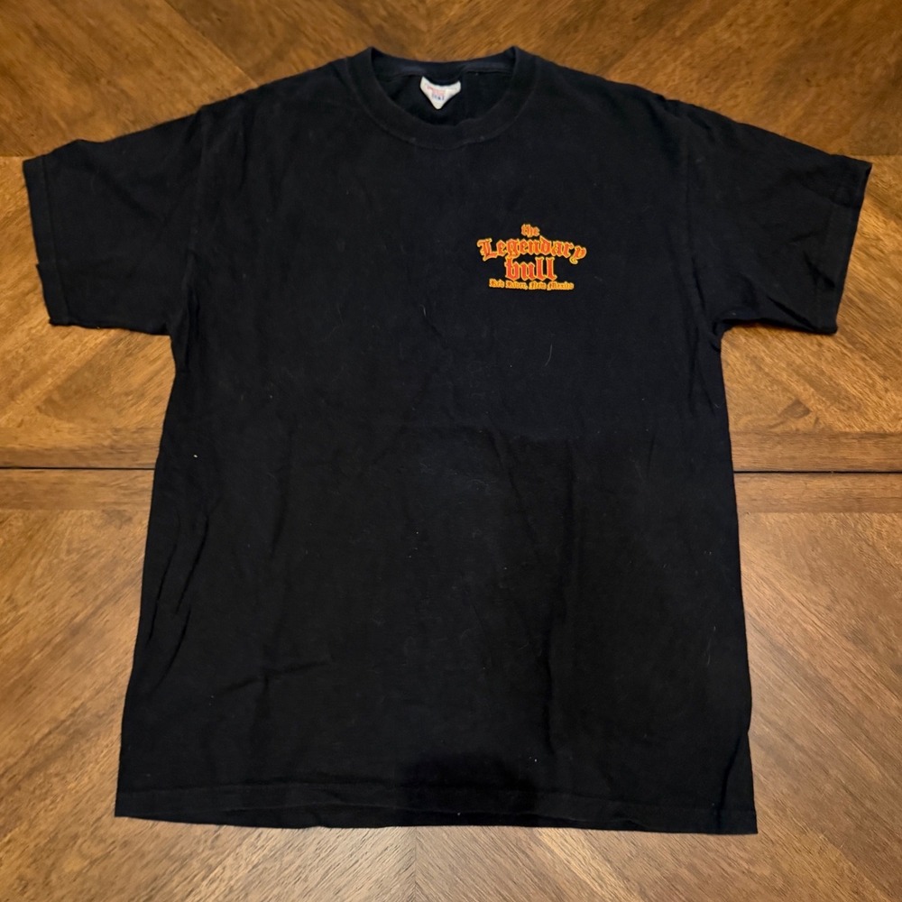 Vintage 2004 Bull o the Woods Saloon Biker T-Shirt Mens M Hanes Beefy-T Black - Picture 2 of 5